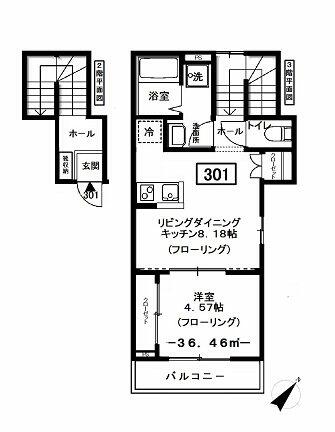 溝口の完工年月(2017年3月)築の賃貸アパートの間取り