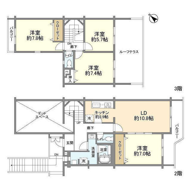 並木の完工年月(1982年8月)築の賃貸マンションの間取り