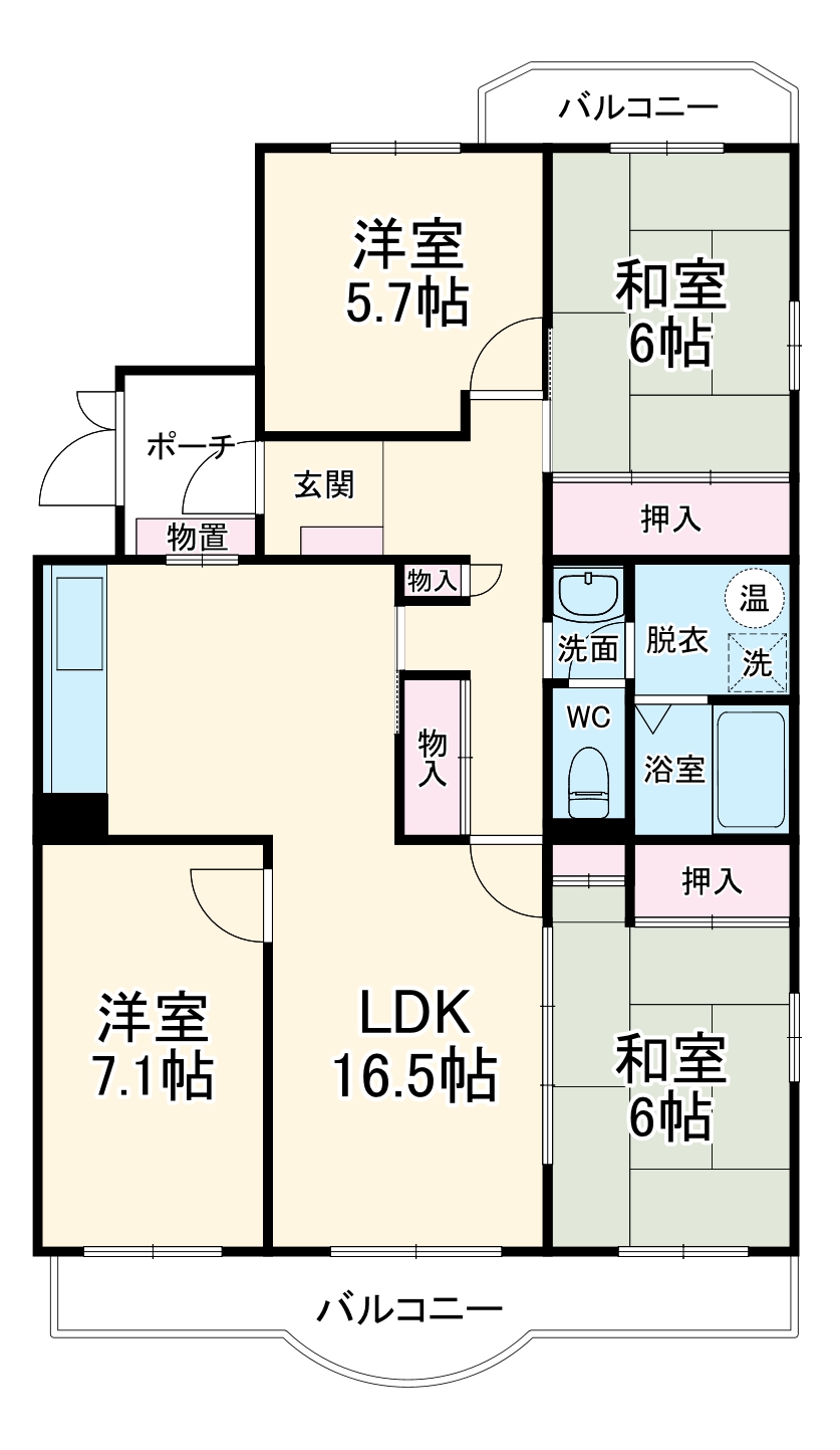 椿峰ニュータウン 39街区 1号棟の間取り