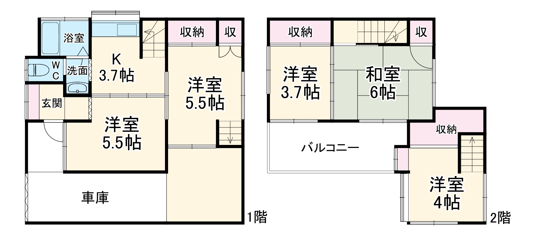 毛呂山町中央三丁目貸家の間取り
