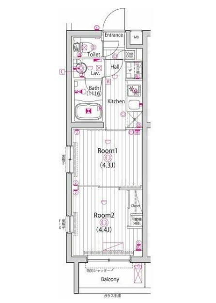 ガーラ・パークヒルズ武蔵小山の間取り