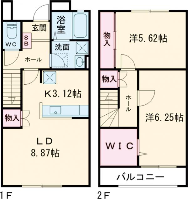 ラベルヴィ聖蹟 B棟の間取り