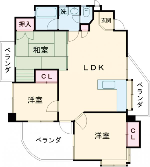 サンハイツ松山の間取り