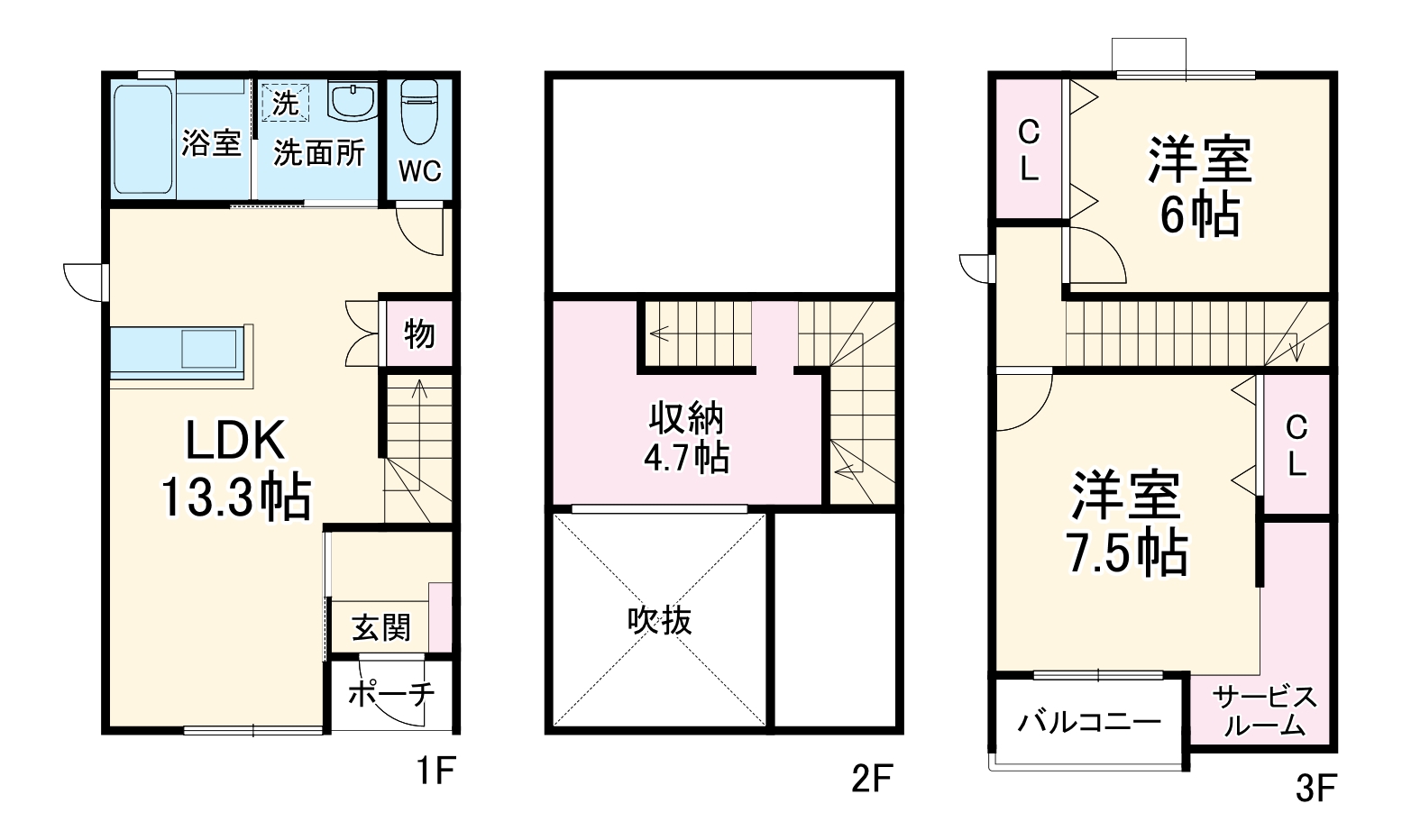 (仮称)烏森町3-35連家宙の間取り