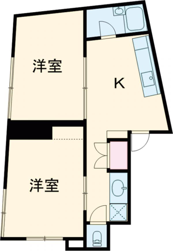 松ノ木の完工年月(1984年9月)築の賃貸マンションの間取り