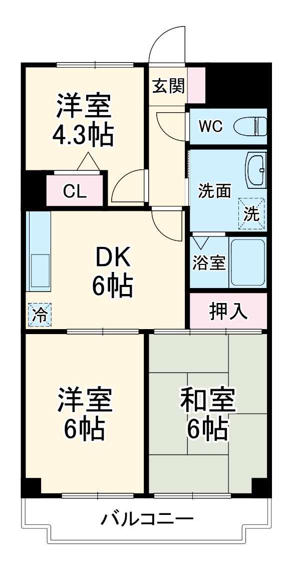 アーバンスプラザイシワタ3の間取り