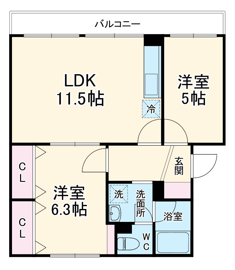 桃山コーポ2号棟の間取り