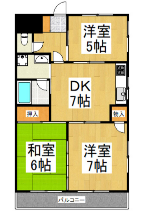 仲原の完工年月(1994年1月)築の賃貸マンションの間取り