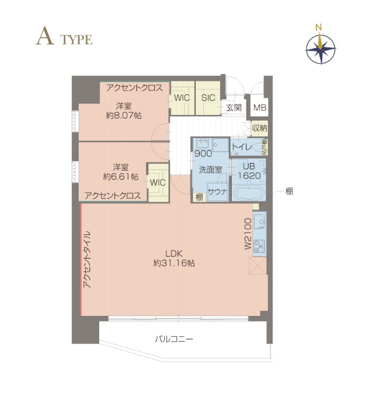 島町の完工年月(2026年7月)築の賃貸マンションの間取り