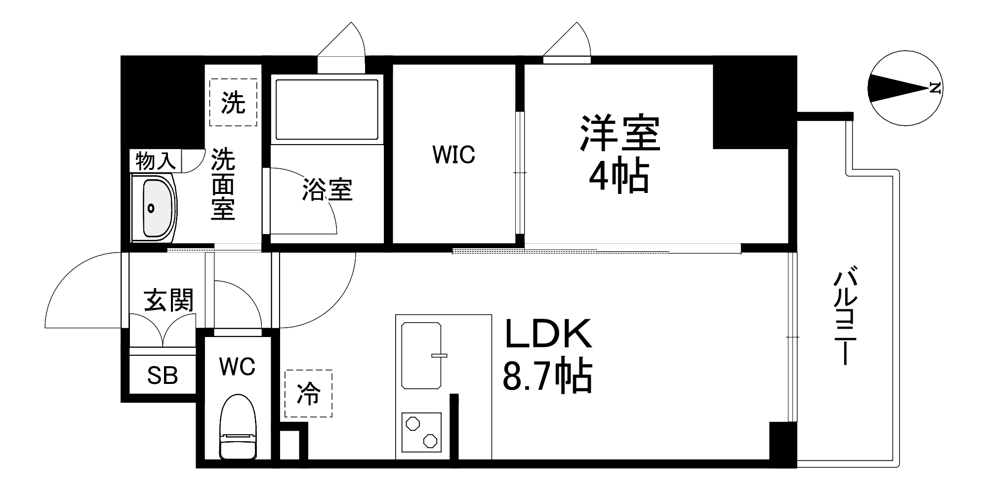 シーズンフラッツ大手前の間取り