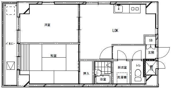 菊川の完工年月(1989年7月)築の賃貸マンションの間取り