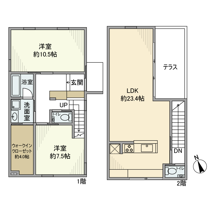 日新町の完工年月(2021年10月)築の賃貸一戸建ての間取り
