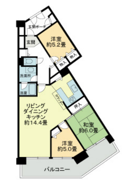 本町の完工年月(1985年8月)築の賃貸マンションの間取り