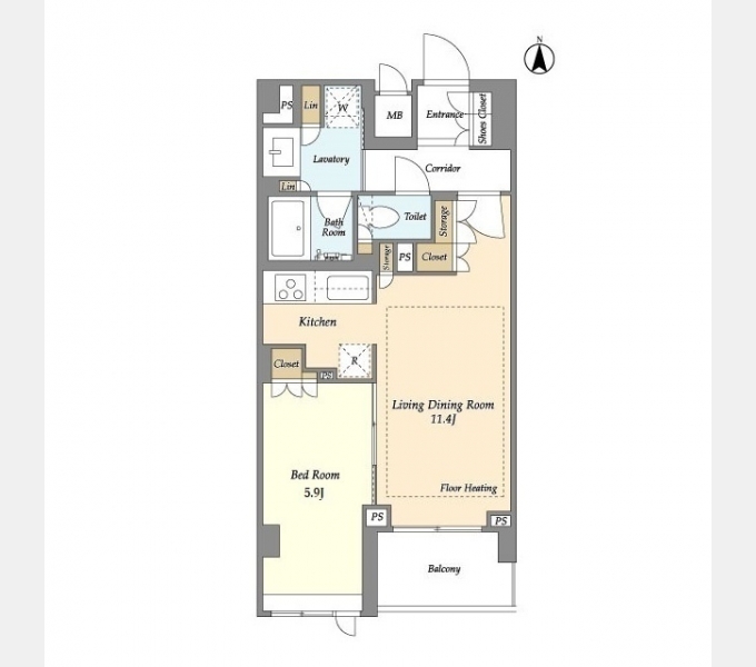 LIBR GRANT 四谷三丁目の間取り