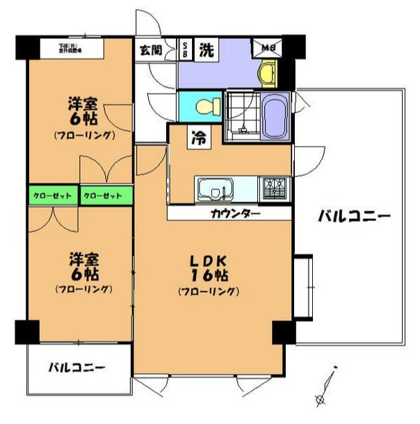 西つつじケ丘の完工年月(2006年1月)築の賃貸マンションの間取り