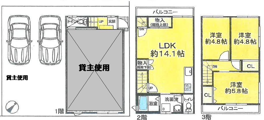 南寺方南通2丁目貸家の間取り