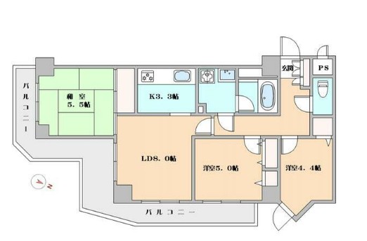 柴又の完工年月(1987年6月)築の賃貸マンションの間取り
