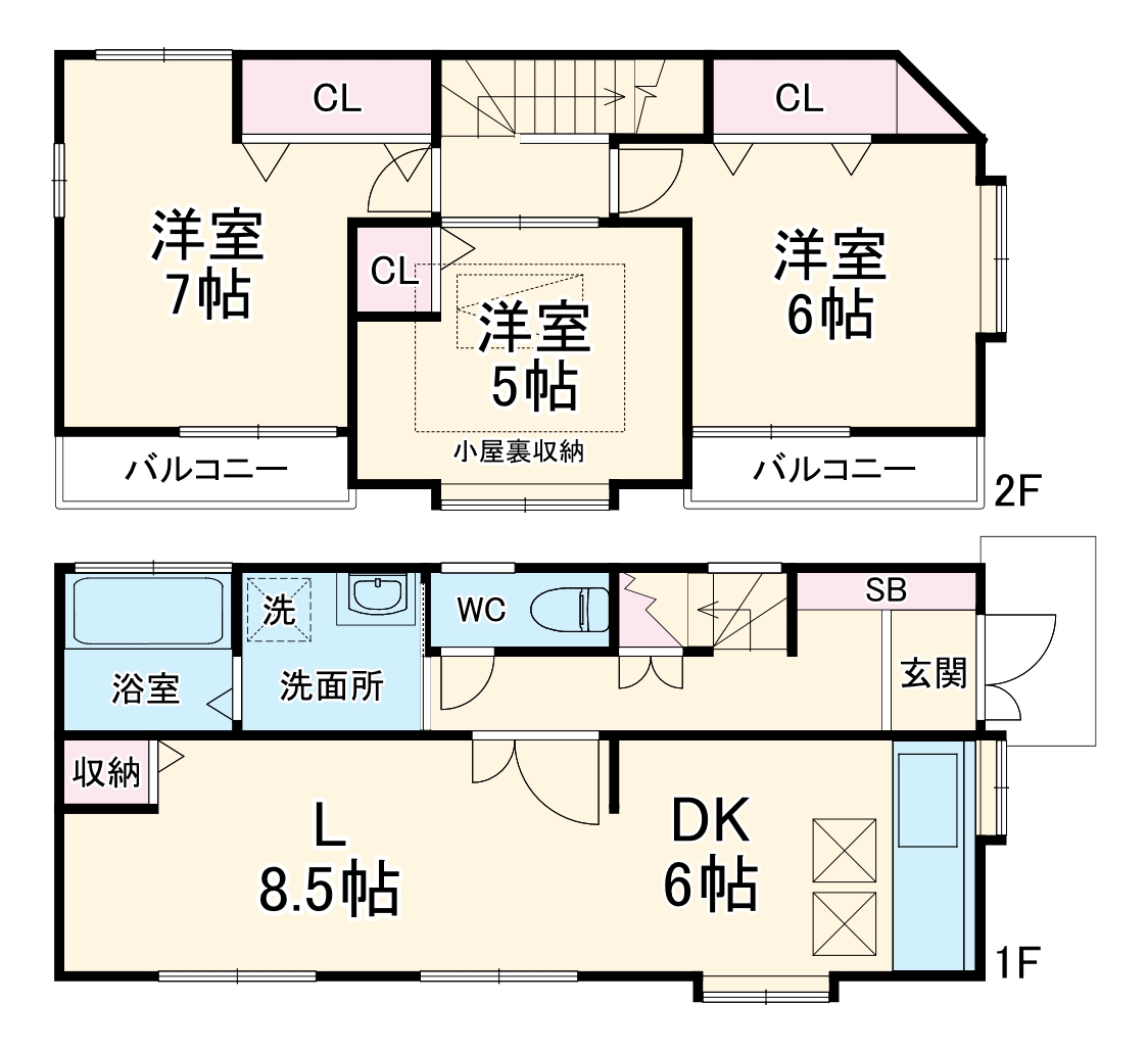 中新井の完工年月(1998年1月)築の賃貸一戸建ての間取り