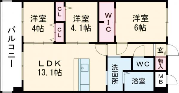 トラストビル姪浜南の間取り