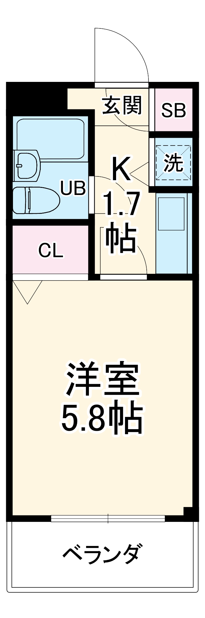 洲崎町の完工年月(1990年3月)築の賃貸マンションの間取り