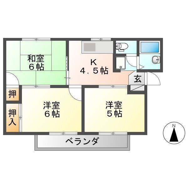 竹市南塚ハイツBの間取り