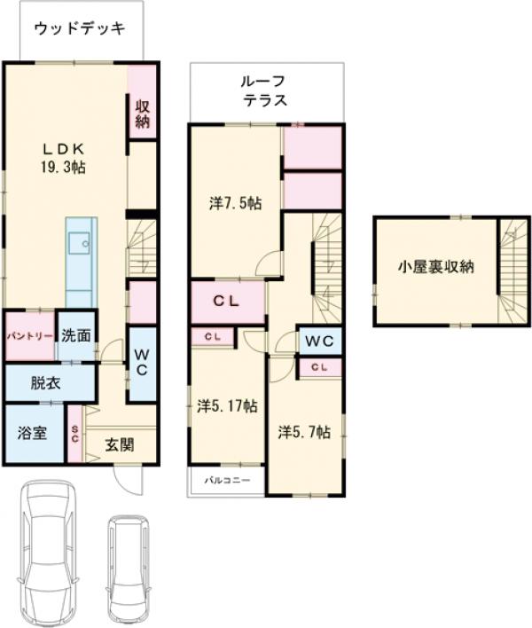 川島有栖川町戸建の間取り