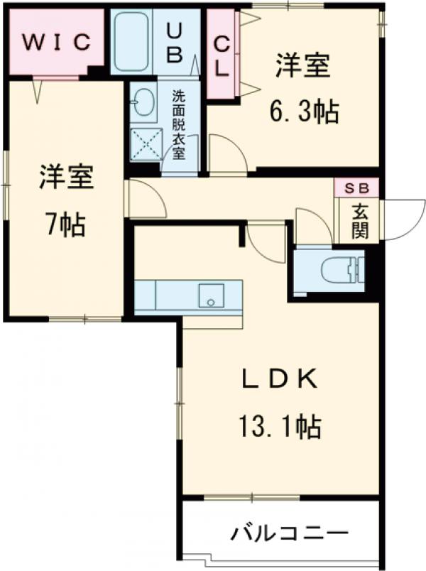 晴見町の完工年月(2024年9月)築の賃貸マンションの間取り