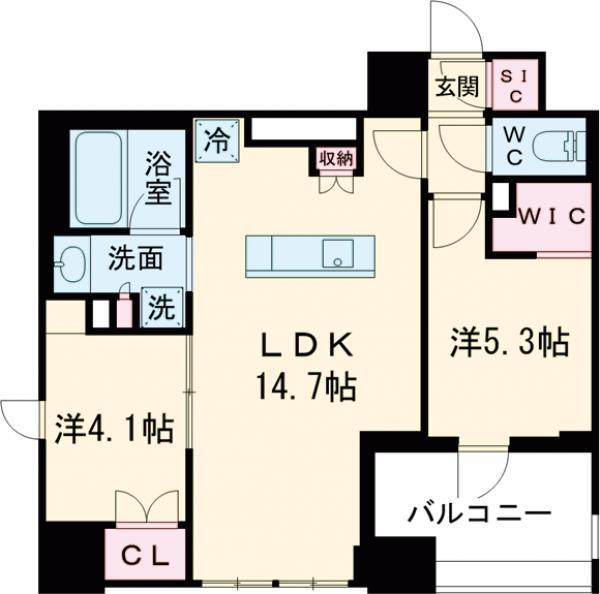宮西町の完工年月(2026年2月)築の賃貸マンションの間取り