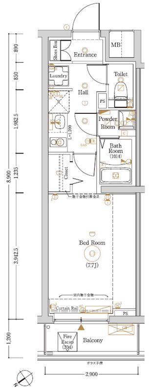 Log登戸Station sideの間取り