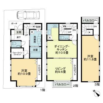 目黒区上目黒五丁目戸建の間取り