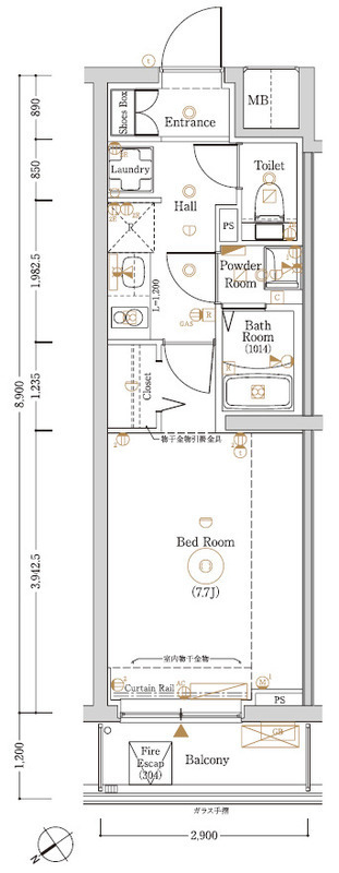Log登戸Station sideの間取り