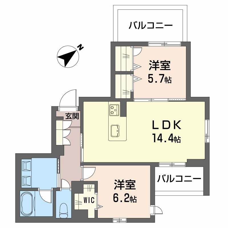 宮前町の完工年月(2026年8月)築の賃貸マンションの間取り