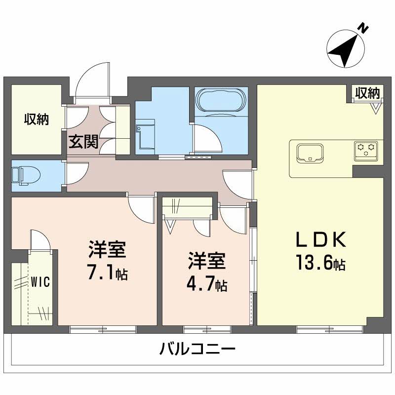 東鷹匠町の完工年月(2026年8月)築の賃貸マンションの間取り