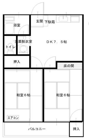 是政の完工年月(1985年8月)築の賃貸マンションの間取り
