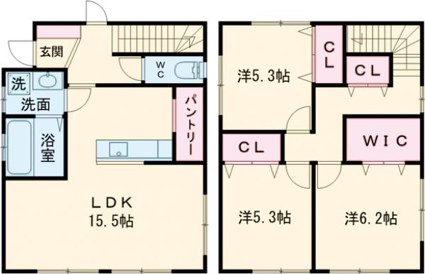 アルファコート六供 Dの間取り