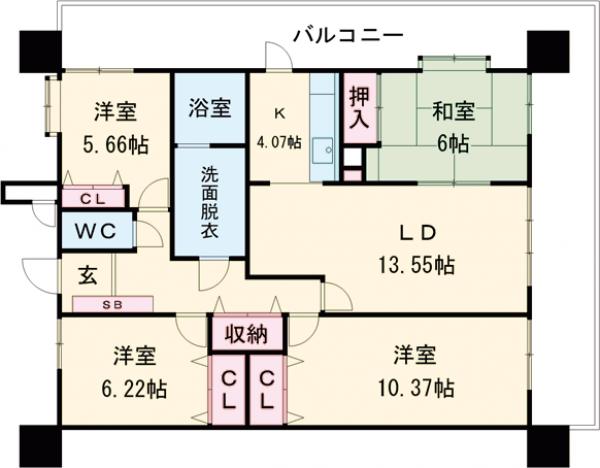 サンジュール・イースト箱崎の間取り
