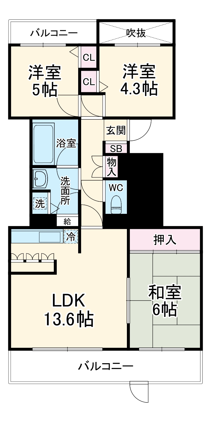 ハイツ東戸塚ⅡB棟の間取り