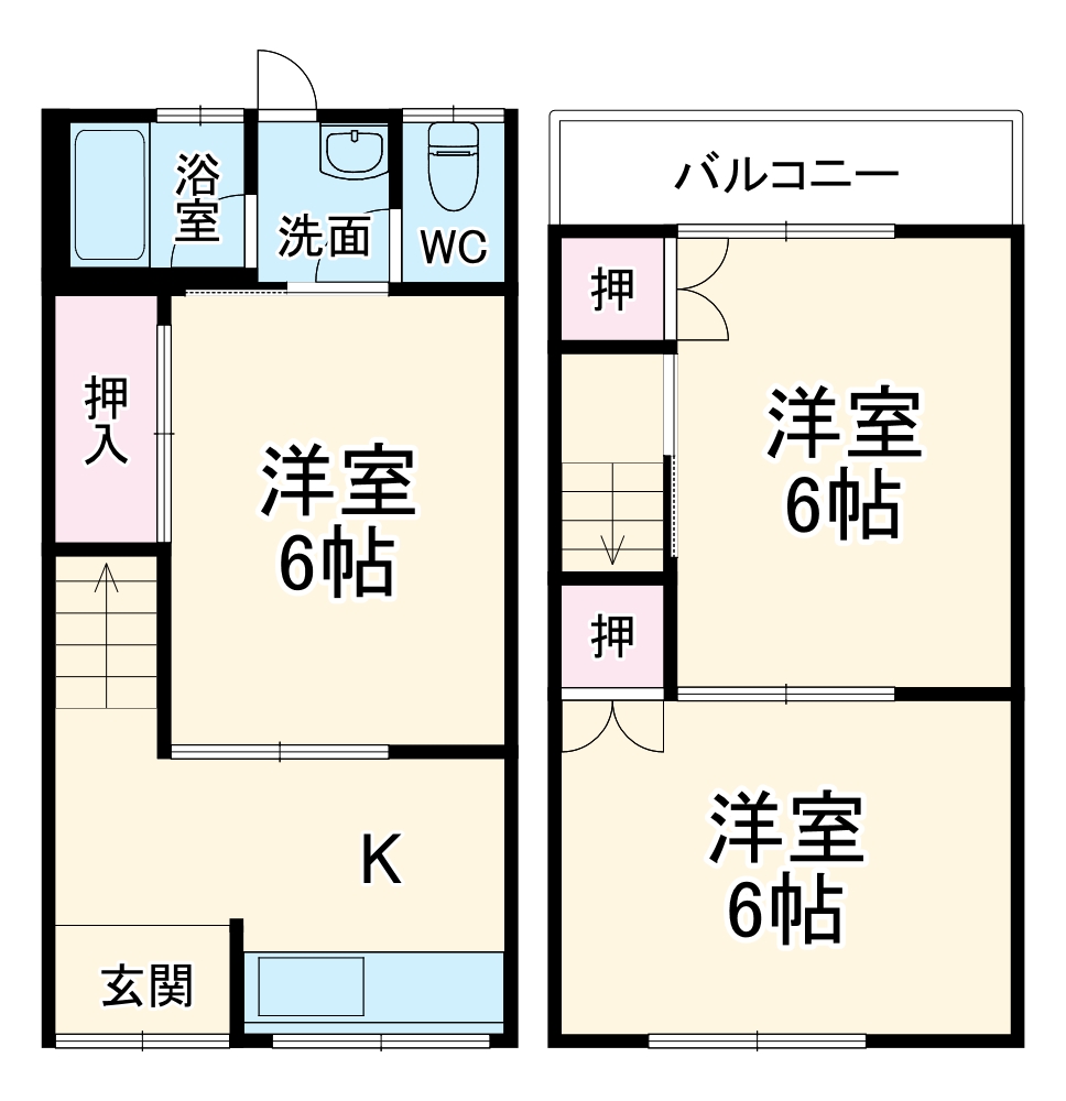 上島町テラスハウスの間取り