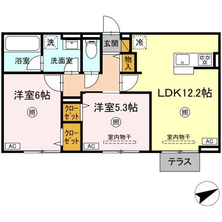 レーヴ・ウェル笠原Unの間取り