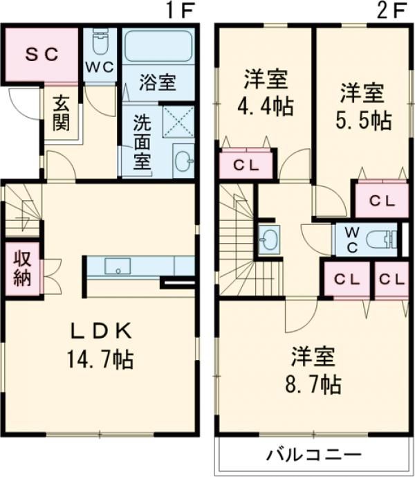 (仮称)狛江市猪方4丁目戸建の間取り