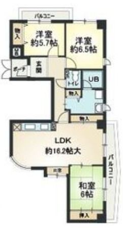 利倉西の完工年月(1991年5月)築の賃貸マンションの間取り