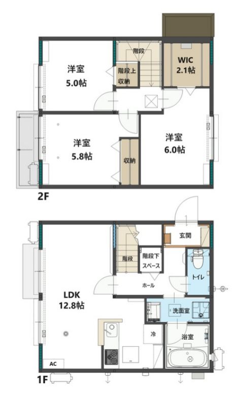 上安松戸建貸家の間取り