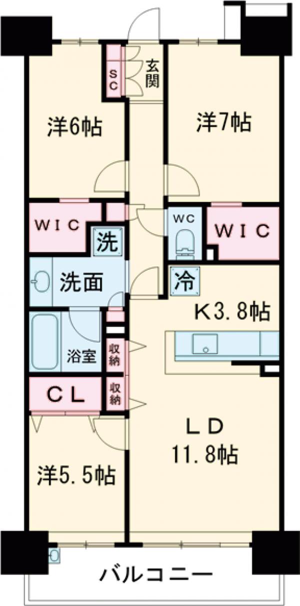 レーベン高崎フレシアの間取り