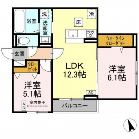 フォルテーヌ・イイクラⅠの間取り