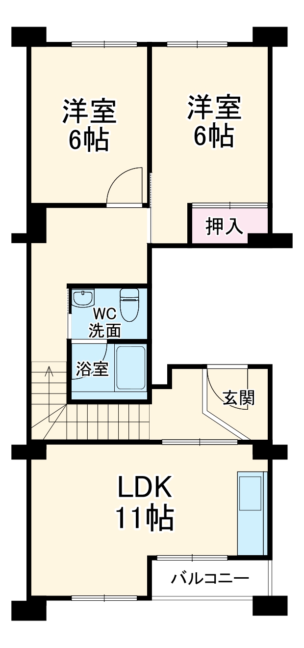 中津リバーサイドコーポC棟の間取り