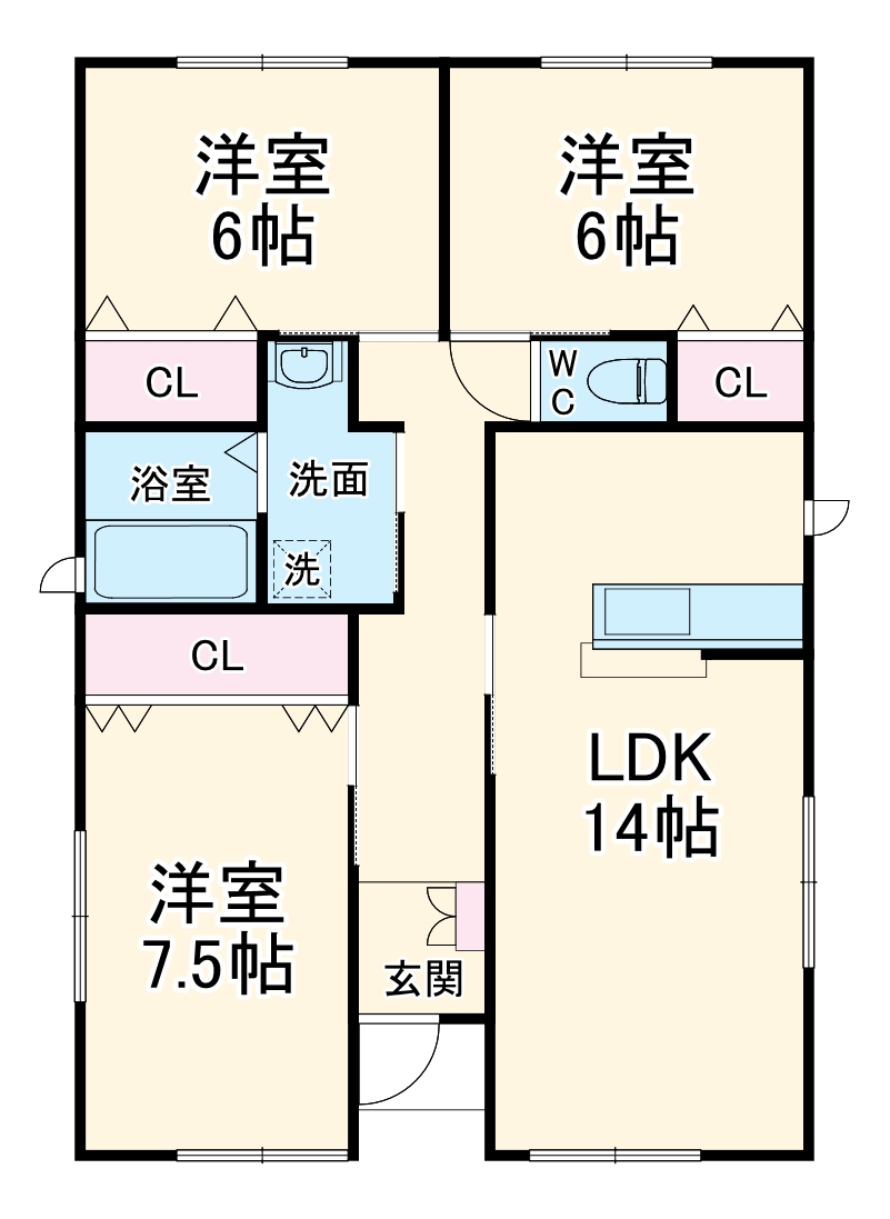 領家河村様平屋貸家 Bの間取り