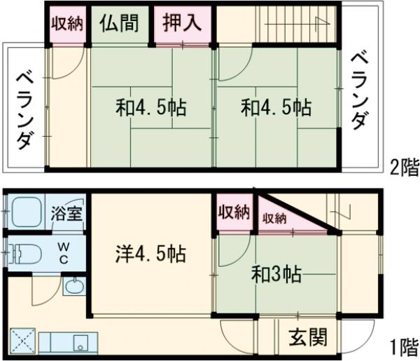 西ノ京池ノ内町貸家の間取り