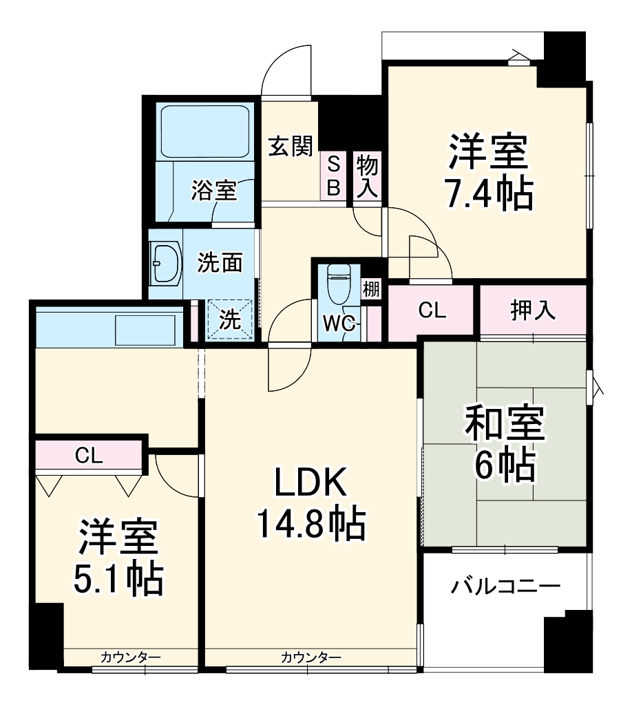 イトーピア相模原ウィズセンターフォートの間取り