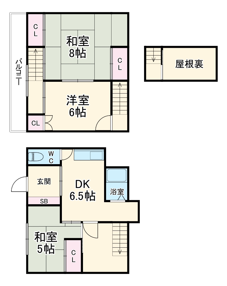 庄内西町2丁目貸家の間取り