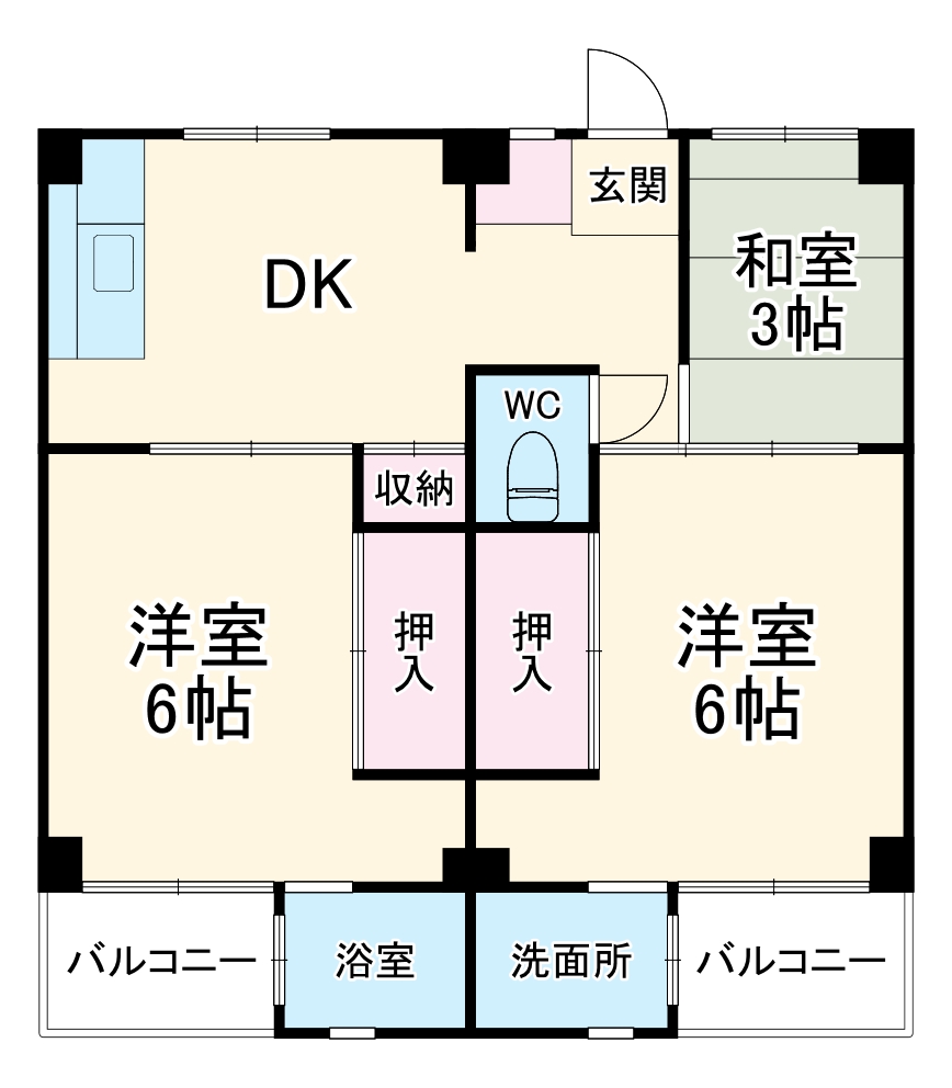 ビレッジハウス勝田3号棟の間取り